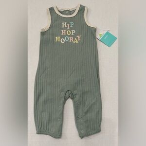 3-6M Baby Unisex Easter Romper & Bandana 2pc Outfit green Hip Hop Hooray